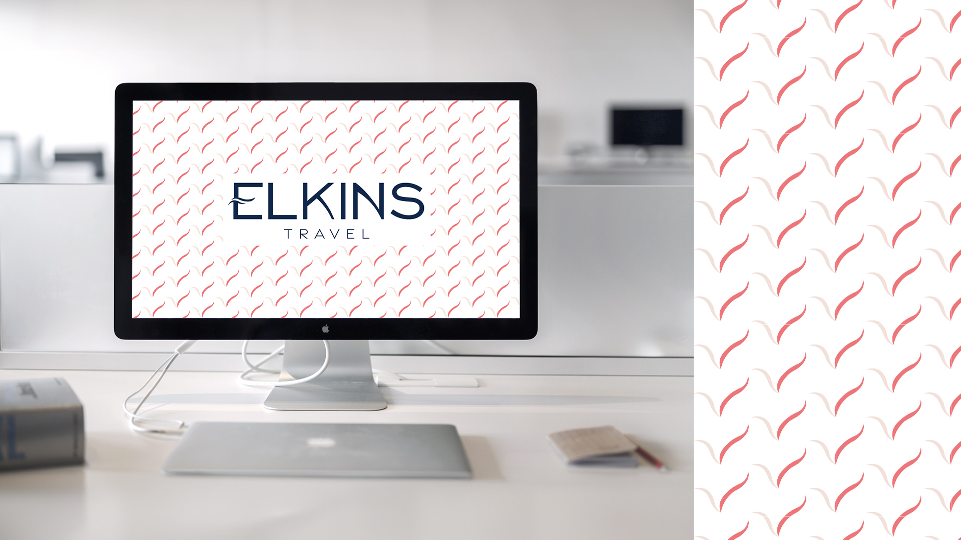 Elkins Travel — desktop wallpaper mockup