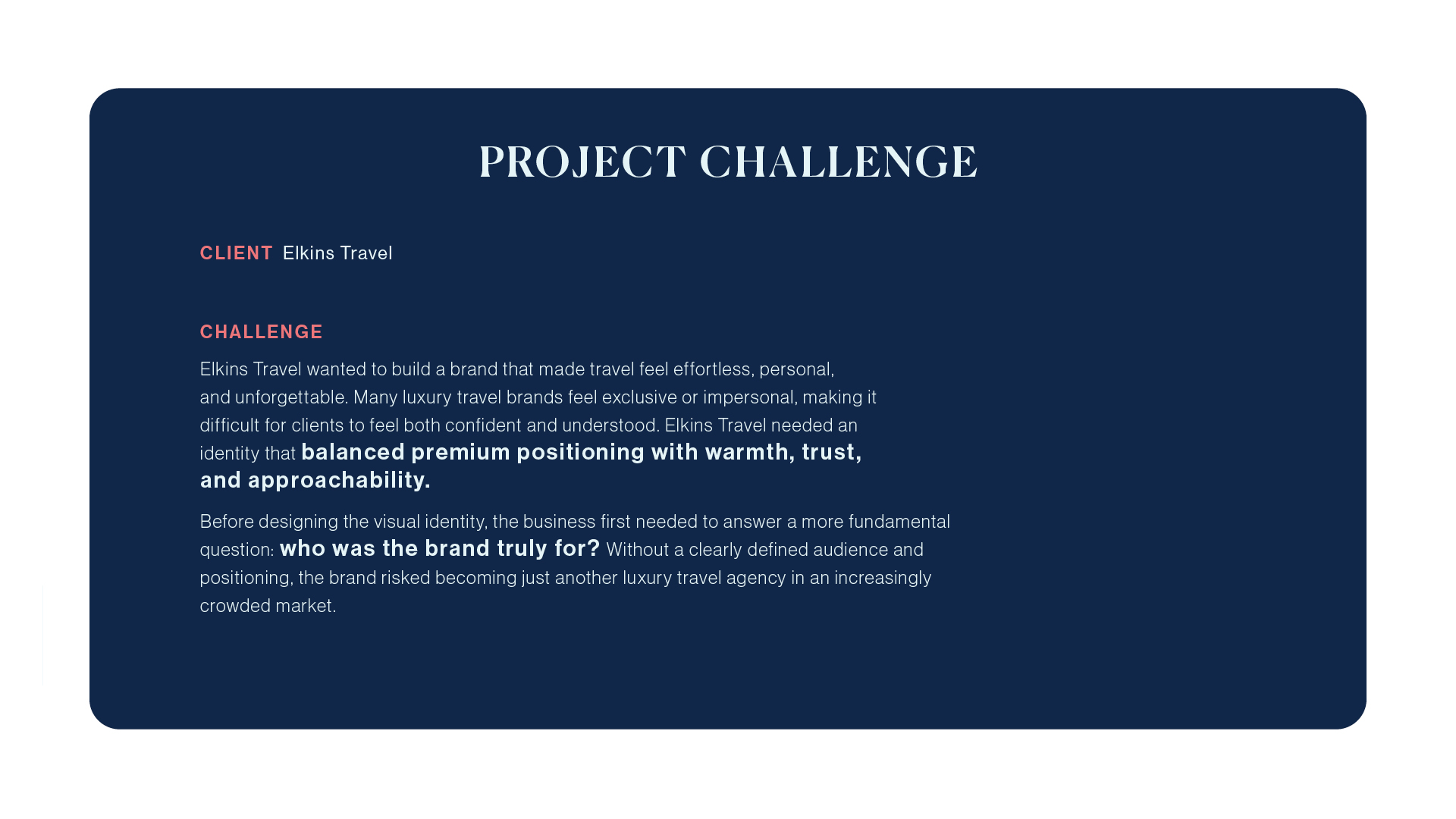 Elkins Travel — project challenge