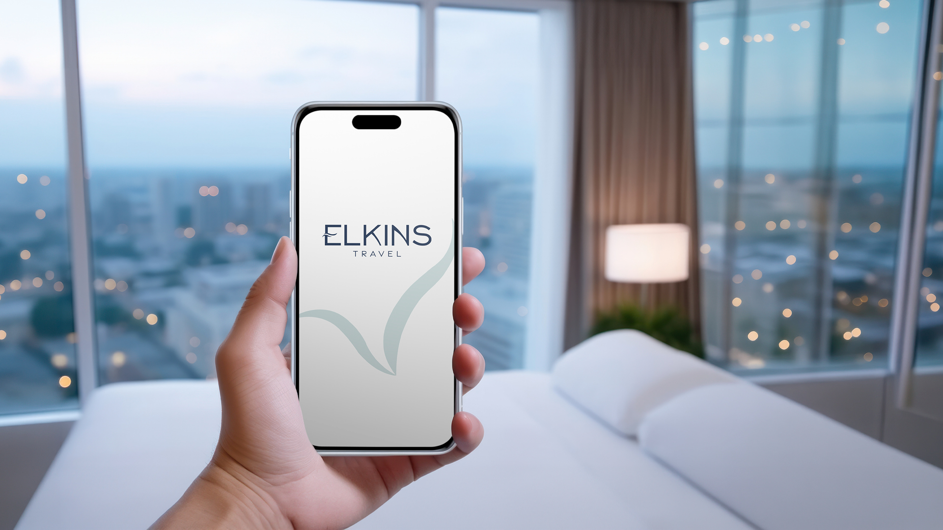 Elkins Travel — mobile app mockup