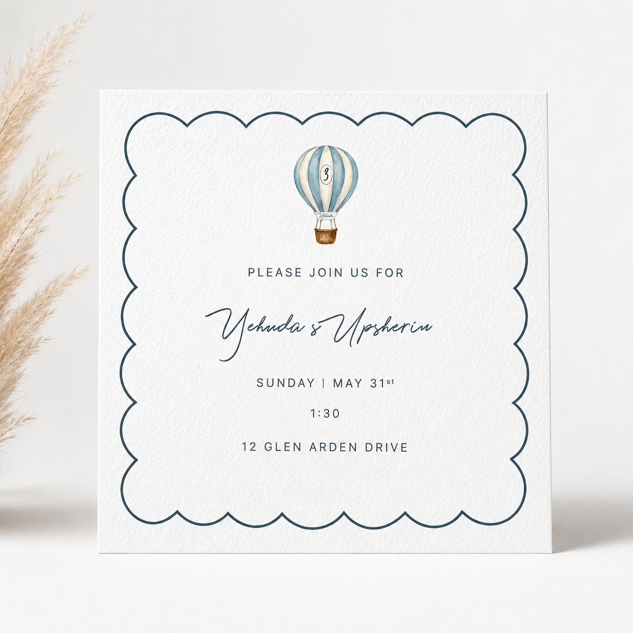The Hot Air Balloon upsherin invitation